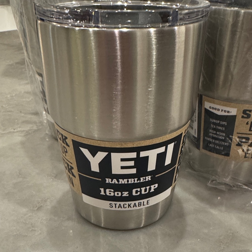 4 YETI Rambler 16oz Stainless Steel Cups